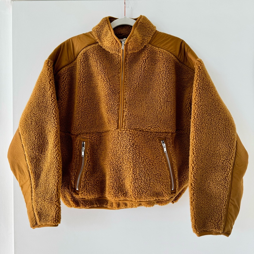 Madewell Faux Shearling Half-Zip Pullover Sweater Jacket Layering Piece Cozy L